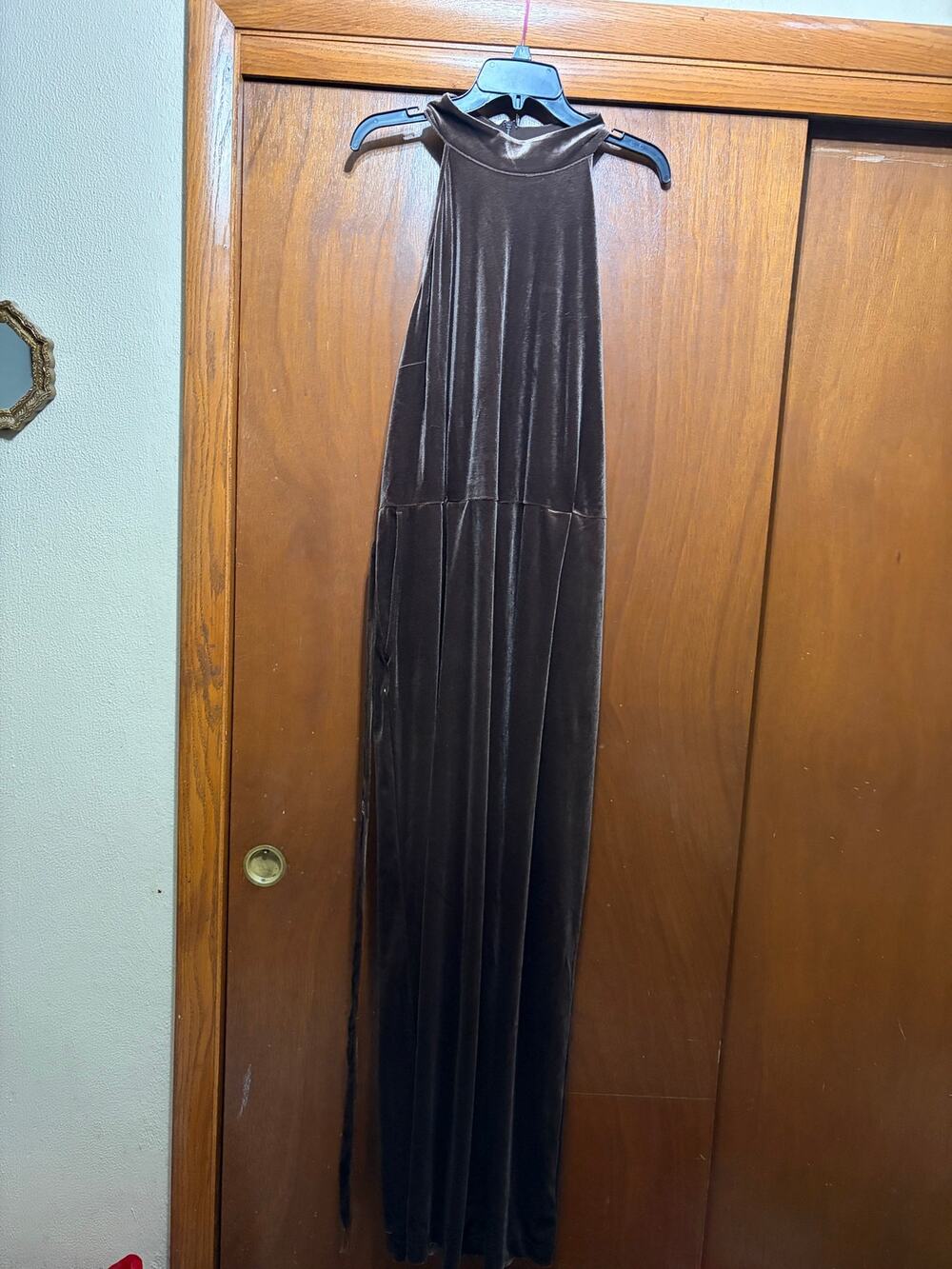 GAP XXL Brown Velour Wide Leg Jumpsuit Sleeveless Belted Pocket Y2K